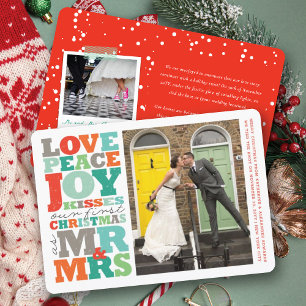 Liebe Peace Joy Kisses Mr. & Mrs. 1. Weihnachtsfes Feiertagskarte