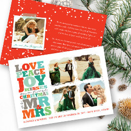 Liebe Peace Joy Kisses Mr. & Mrs. 1. Weihnachtsfes Feiertagskarte