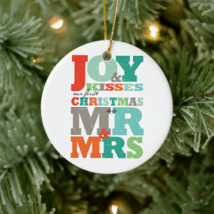 Liebe Peace Joy Kisses Mr. & Mrs. 1. Weihnachtsfes Keramik Ornament