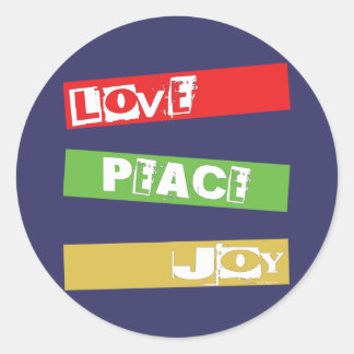 LIEBE PEACE JOY RUNDER AUFKLEBER