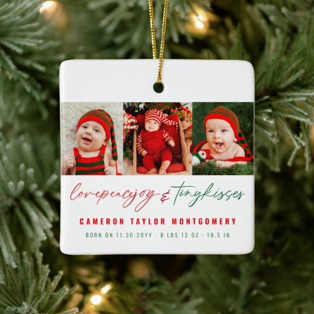 Liebe Peace Joy Tiny Kisses Twin Baby 1. Weihnacht Keramikornament (Baum)