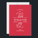 LIEBE PEACE JOY to you Holiday Christmas Card Feiertagskarte<br><div class="desc">LIEBE PEACE JOY to you Holiday Weihnachtskarte rot und weiß.</div>