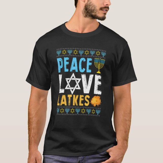 Liebe Peace Latkes Hanukkah Chanukah Juden 1 T-Shirt (Vorderseite)