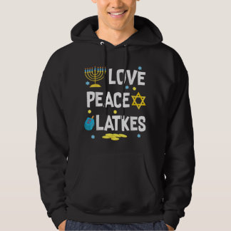 Liebe Peace Latkes Hanukkah Chanukah Juwish Funny Hoodie