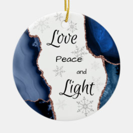 Liebe Peace Light Geode Gold Glitzer Navy Blue Keramik Ornament