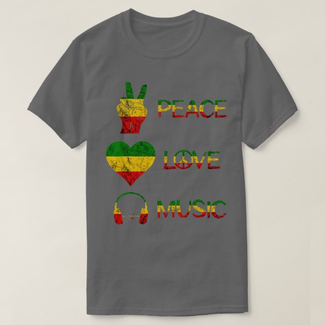 Liebe Peace Music Rasta Reggae Rastafari Roots Reg T-Shirt (Design vorne)