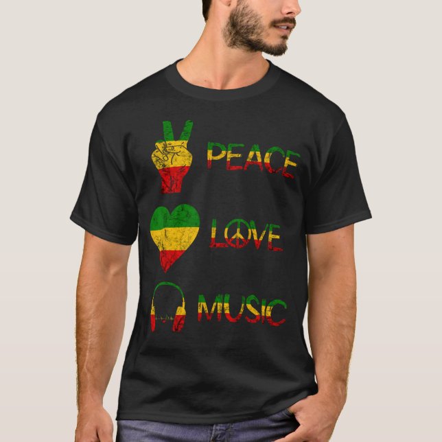 Liebe Peace Music Rasta Reggae Rastafari Roots Reg T-Shirt (Vorderseite)