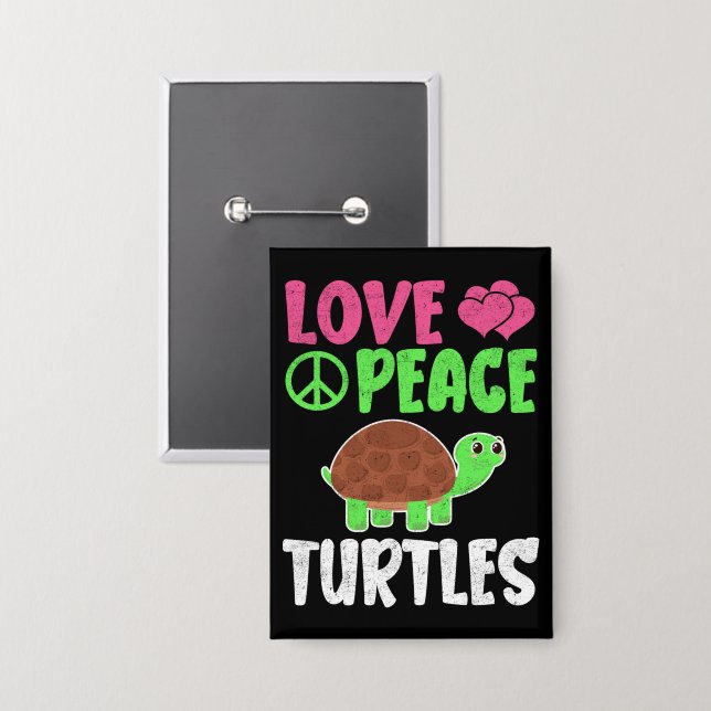 Liebe Peace Schildkröten Niedlich Zootiere Schildk Button (Vorderseite/Rückseite)