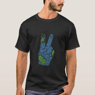 Liebe Peace Sign Fingers Hand Earth Hippie Hipster T-Shirt