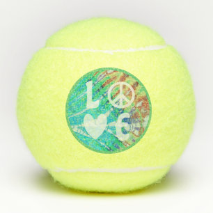Liebe Peace Sign Heart Fun Hippie Boho Aquamarine Tennisbälle