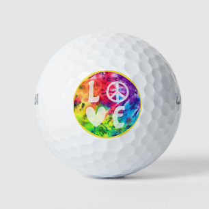 Liebe Peace Sign Heart Fun Hippie Rainbow Gefärbte Golfball