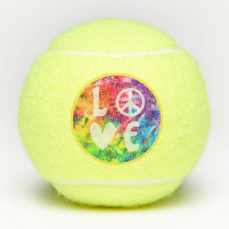 Liebe Peace Sign Heart Fun Hippie Rainbow Gefärbte Tennisbälle