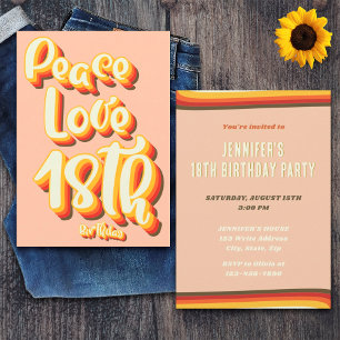 Liebe Peach Retro Groovy Sonnenuntergang 18. Gebur Einladung