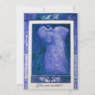 Liebe PEACOCK MONOGRAM, blauer Champagner Einladung