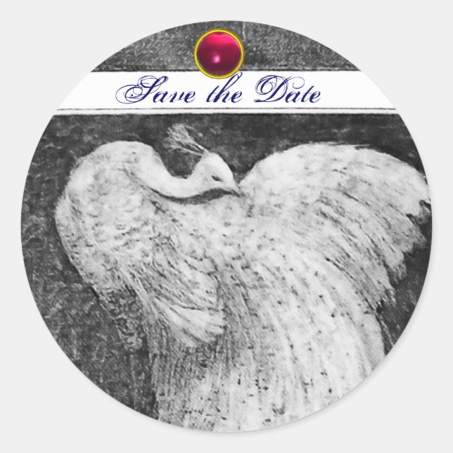 Liebe PEACOCK Schwarz-Rosa-Ruby Runder Aufkleber (Vorderseite)