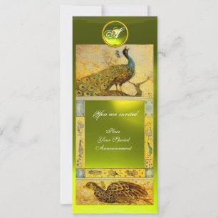 Liebe PEACOCKS MONOGRAMM, Braungelber Topaz Einladung