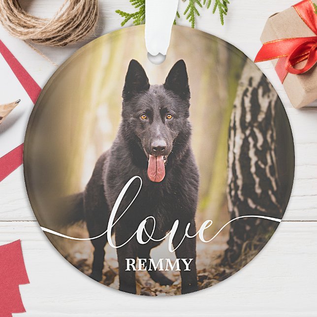 Liebe Personalisiert 2 Foto Dog Pet Memorial Ornament (Von Creator hochgeladen)