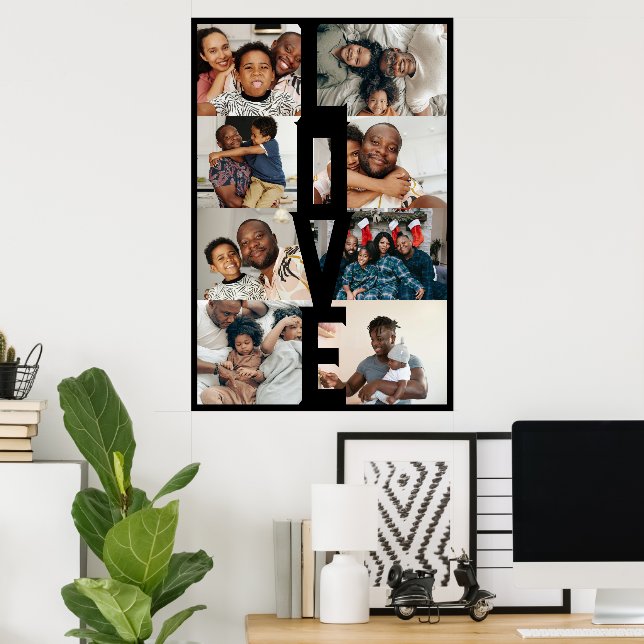LIEBE Personalisiert 8 Foto Collage Poster (Heimbüro)