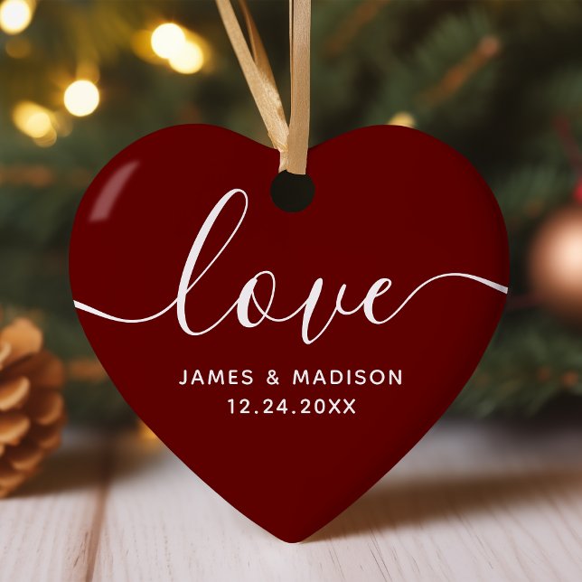 Liebe Personalisiert Paare Burgund Foto Ornament (Von Creator hochgeladen)
