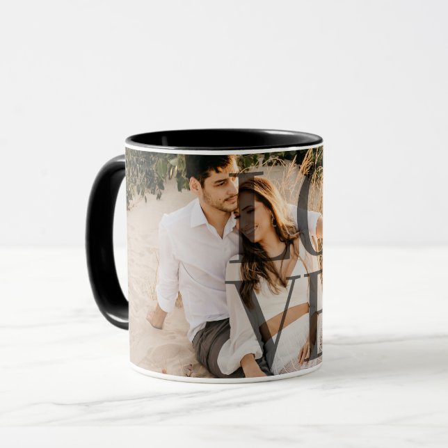 "LIEBE" personalisiert Vollständiges Foto-Layout Tasse (Vorderseite Links)