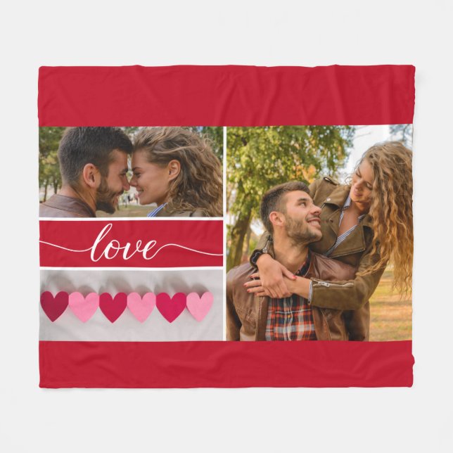 "Liebe" Personalisiertes Foto Collage Fleece Bl (Vorderseite (Horizontal))
