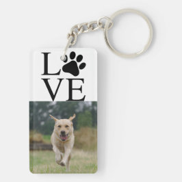 Liebe Pet Paw Print Einfach Minimal Zwei Foto Hund Schlüsselanhänger