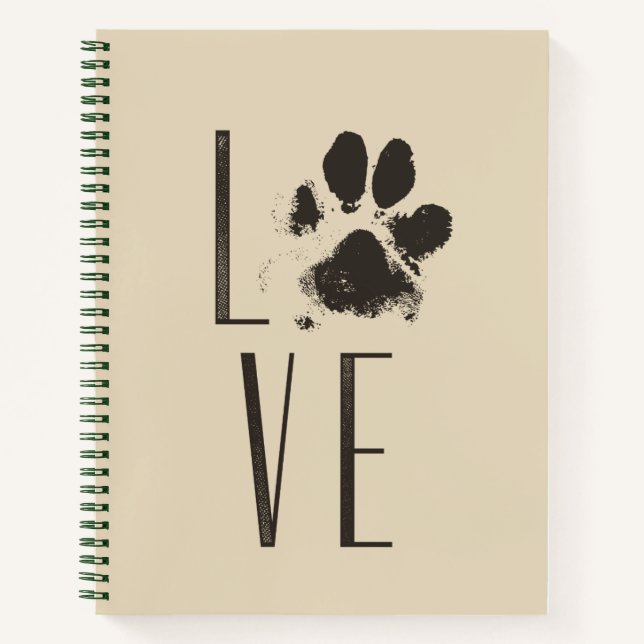 Liebe Pet Pet Print Brown Grunge Typografie Notizbuch (Vorderseite)