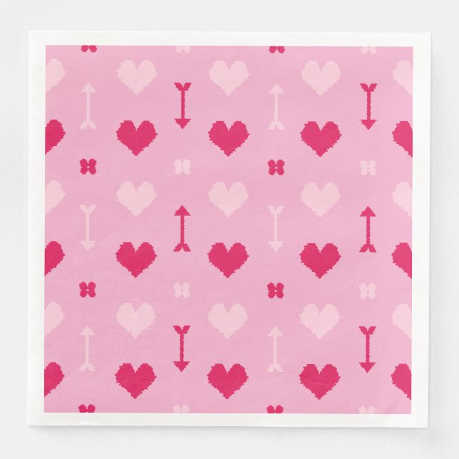 Liebe Pfeile & Blütenpapier Napkin Serviette (Vorderseite)