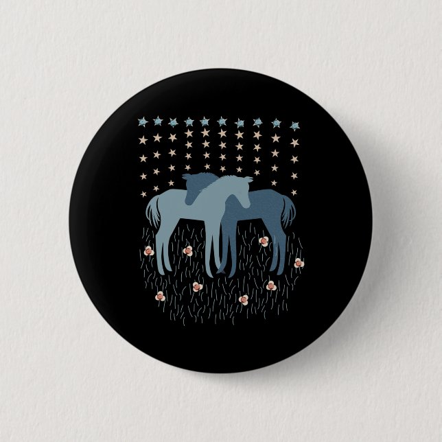 Liebe Pferde Mare Stallon Button (Vorderseite)