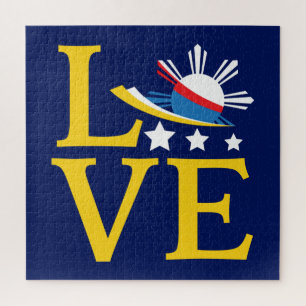 Liebe - Philippinische Flagge Typografie Kunst