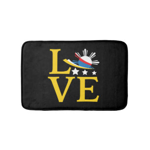 Liebe - Philippinische Flagge Typografie Kunst Badematte