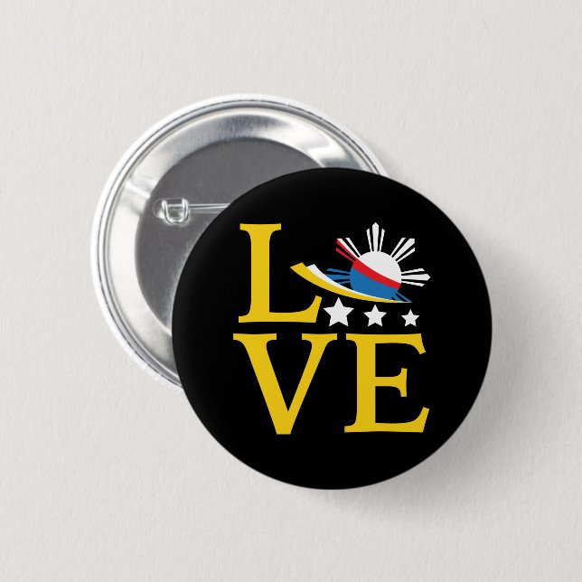 Liebe - Philippinische Flagge Typografie Kunst Button (Vorne & Hinten)