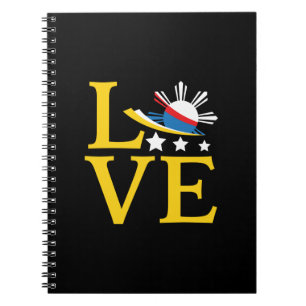 Liebe - Philippinische Flagge Typografie Kunst Notizblock