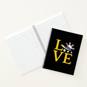 Liebe - Philippinische Flagge Typografie Kunst Notizbuch