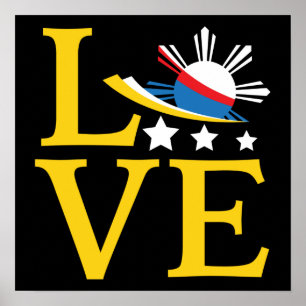 Liebe - Philippinische Flagge Typografie Kunst Poster