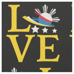 Liebe - Philippinische Flagge Typografie Kunst Stoff