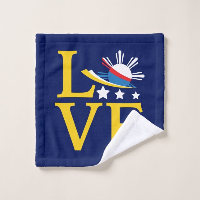 Liebe - Philippinische Flagge Typografie Kunst Waschlappen (Waschlappen)