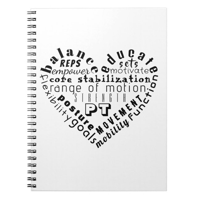 Liebe Physical Therapy Word Art Spiral Notebook Notizblock (Vorderseite)