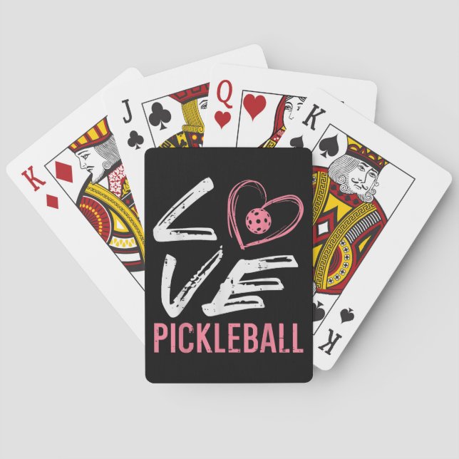 Liebe Pickleball Herzstück Pickle Ball Girl Spielkarten (Rückseite)