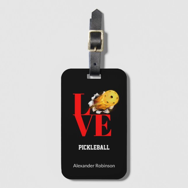 Liebe Pickleball Personalisiert Sports  Gepäckanhänger (Vorderseite Vertikal)