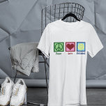 Liebe Pickleball T-Shirt<br><div class="desc">Peace Liebe Pickleball T - Shirt oder Pickle Ball Player mit einem niedlichen Friedenszeichen, Herz und einem gelben Ball für den Sport.</div>