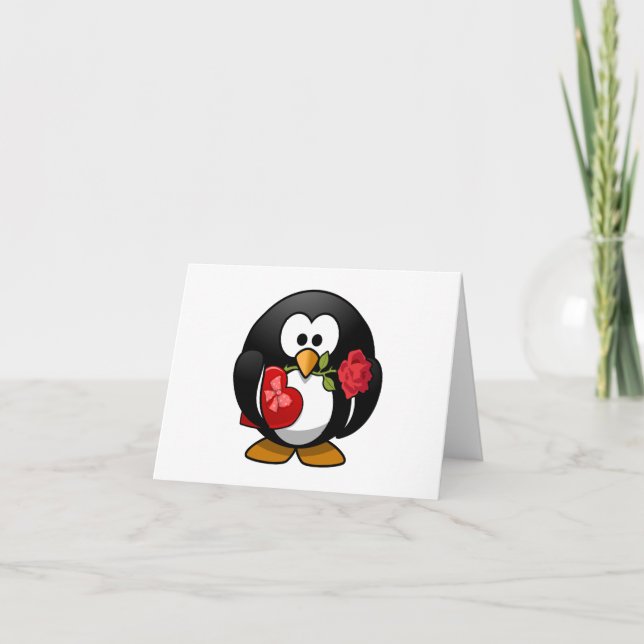 Liebe Pinguin mit Valentingeschenken Feiertagskarte (Vorderseite)