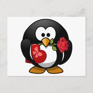 Liebe Pinguin mit Valentingeschenken Feiertagspostkarte
