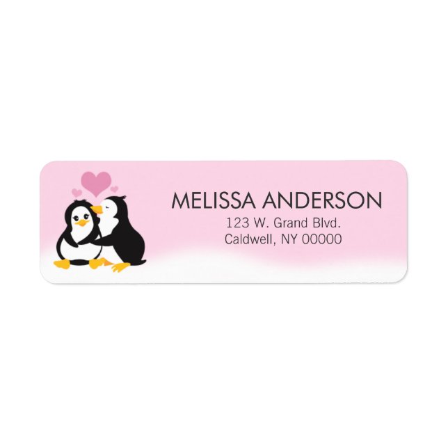 Liebe Pinguine Rücksendeadressen-Aufkleber (Vorne)