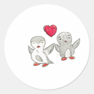 Liebe Pinguine Runder Aufkleber