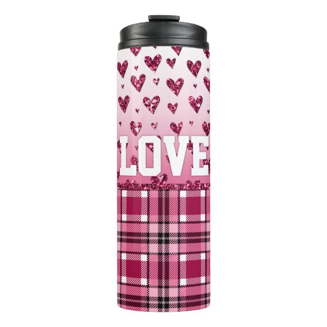 Liebe Pink Hearts Thermosbecher (Vorderseite)