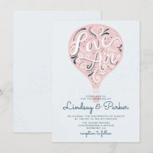 Liebe Pink Hot Air Ballon Hochzeit mit Handschrift