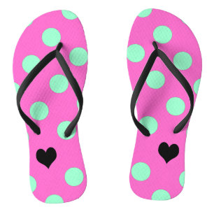 Liebe Pink & Mint Polka Dot Brautparty Party Flip Flops