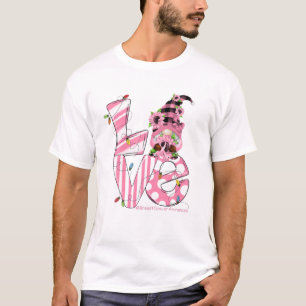 Liebe Pink Ribbon Brustkrebs Funny Gnome Christm T-Shirt