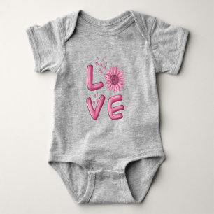 Liebe Pink Sunflower Baby Bodysuit Strampler